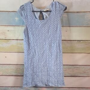 Miami Blue Sheath Mini Dress with Cap Sleeves